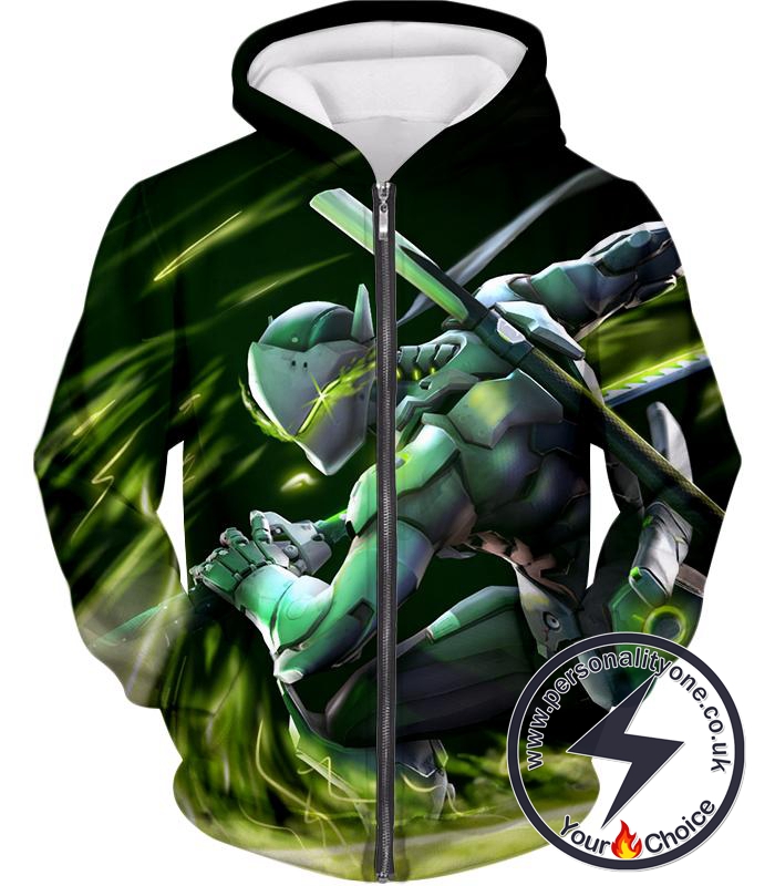 Overwatch Supercool Ninja Cyborg Genji Zip Up Hoodie